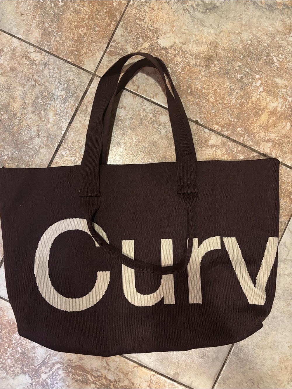 Curv Brown Canvas Tote Bag